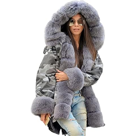 Aox Women Winter Faux Fur Parka Cover