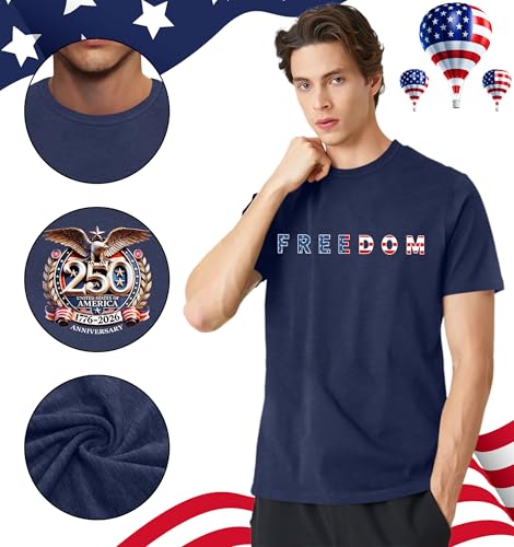 Image of Ithalt Men's American Flag Shirt 4th of July T-Shirt USA Patriotic Tee Shirt Independence Day Top