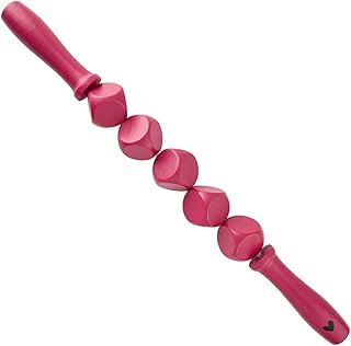 Wood Massage Stick Deep Tissue Therapy Muscle Roller, 16" Long, Hot Pink