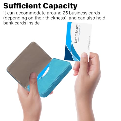 Business Credit Card Holders, Magnetic Sealing Anti Drop, PU Leather Debit Card Protector Organizer Case (Light Blue)3