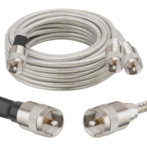 Cable coaxial de antena CB dual RG8X de baja pérdida Mookeerf de 12 pies con PL-259