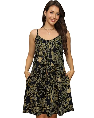 Image of elescat Womens Summer Dresses Spaghetti Strap V Neck Casual Sleeveless Sundress Beach Cover Ups with Pockets 2026