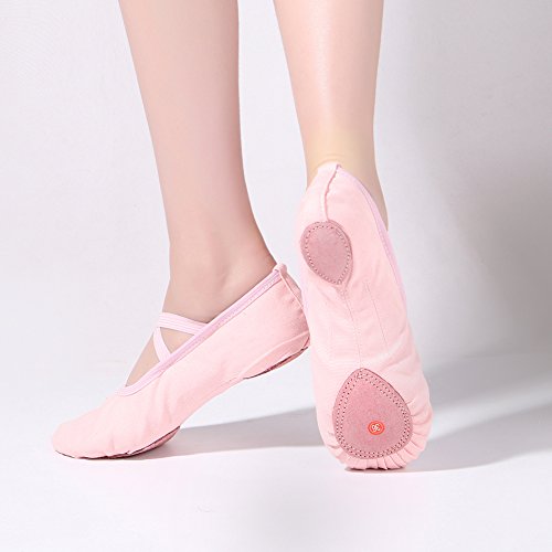 Ballet Shoes Ballet Dance Slippers Split Leather Sole Yoga Gymnastic Shoes for Girls Toddlers Women Kids Children's Adults Pink 6 UK