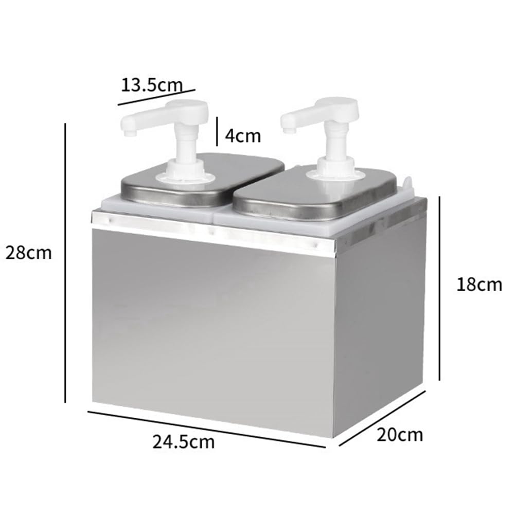 Dispenser per Salse in Acciaio Inossidabile Ad Alta capacità con Meccanismo A Pressione Manuale per Un Controllo Efficiente del Liquido A Doppia Testa.