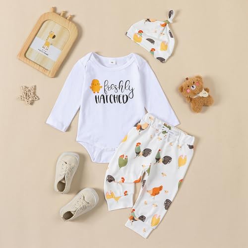 Chicken Baby Clothes Baby Girls Funny Letter Romper Chicken Fabric Flare Trousers Heaband Set Country Farm Baby Stuff3