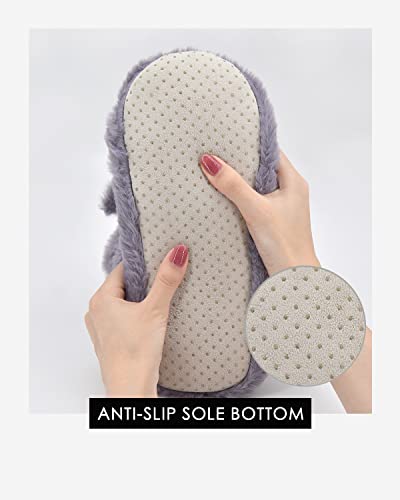 Image of DICUIRD Womens Slipper Socks Comfy&Warm Animal Non-Skid Bedroom Slipper Booties