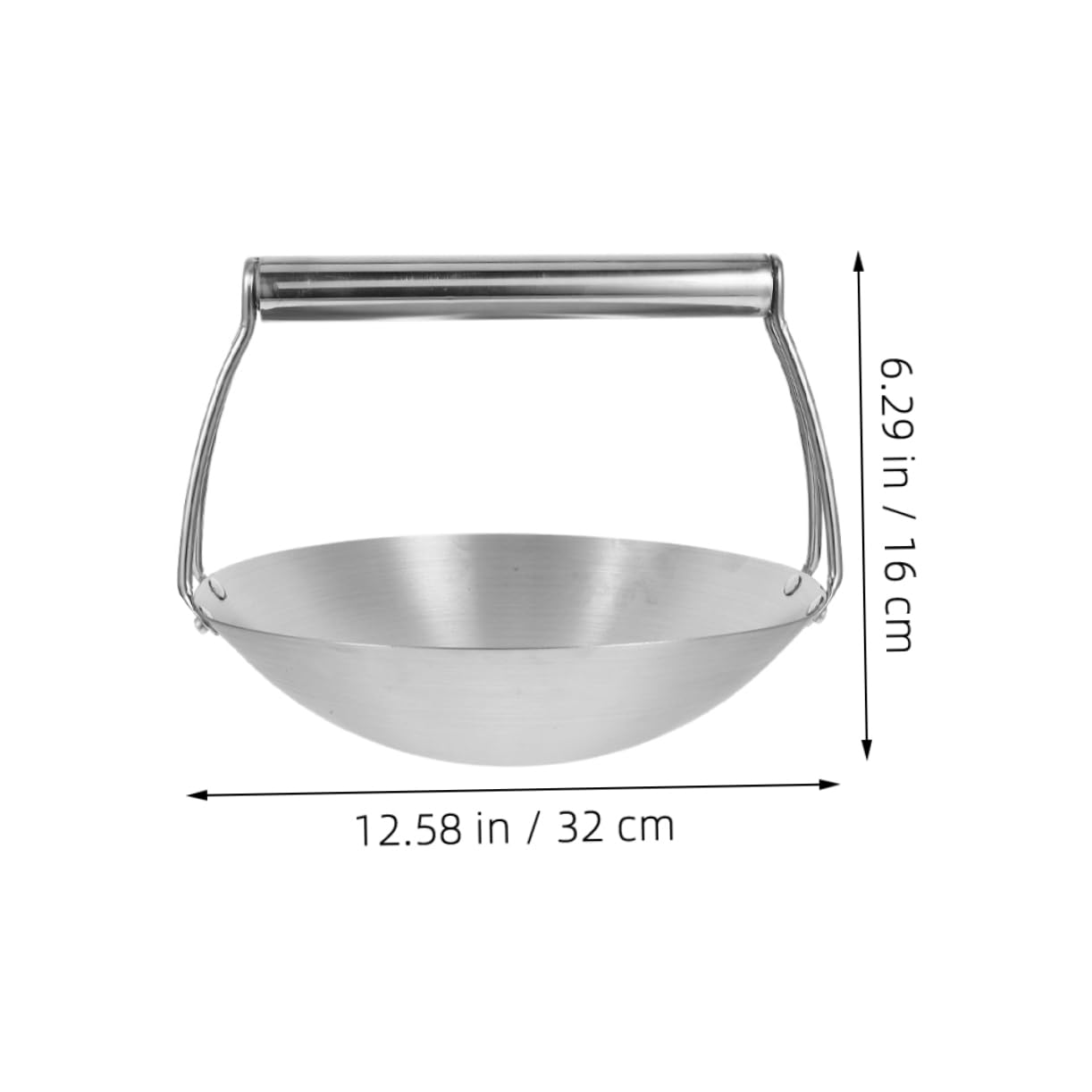 TOPBATHY Wok in Acciaio Inossidabile con Manico, Pentola Friggitrice Giapponese, Distribuzione Uniforme del Calore, Facile da Pulire per Cucina e Casa