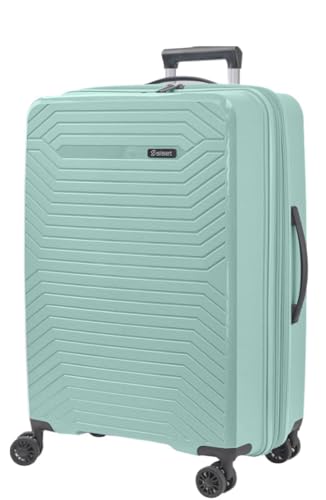 SISET Air Nova   Maleta de Viaje Mediana Expandible (66x45x28/31cm), Fabricada en Polipropileno, 4 Ruedas Dobles Silenciosas y Cerradura Combinación TSA. (Mediana), (80L), (3.8kg), (Menta Pastel).
