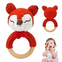 TonStyle Baby Rattle Toys, Baby Toys 0-6 Months, Sensory Teething Teether Ring Motor Skills Toy, Montessori Early Educational Toy, Handcrafted Crochet Baby Rattle, Baby Toys Gift for 0 3 6 9 12 Months