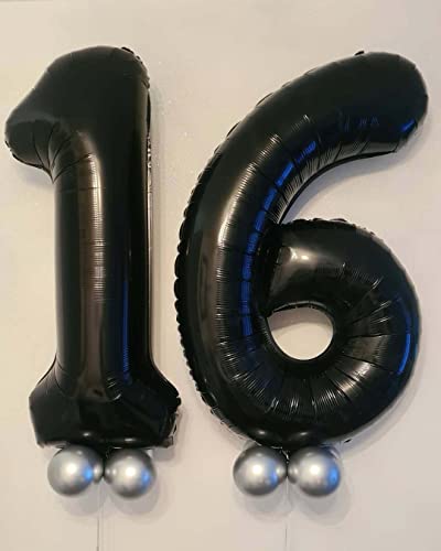 Image of 40 Inch Black 18 Number Balloons Giant 18 Balloons Black Birthday Balloons 18th Birthday Anniversary Events Party Decorations Supplies
