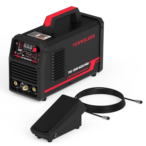 Image of YESWELDER 200A AC/DC Aluminum Tig Welder with Pulse Large LED Display & TIG Welding Foot Pedal Amp Control Pedal