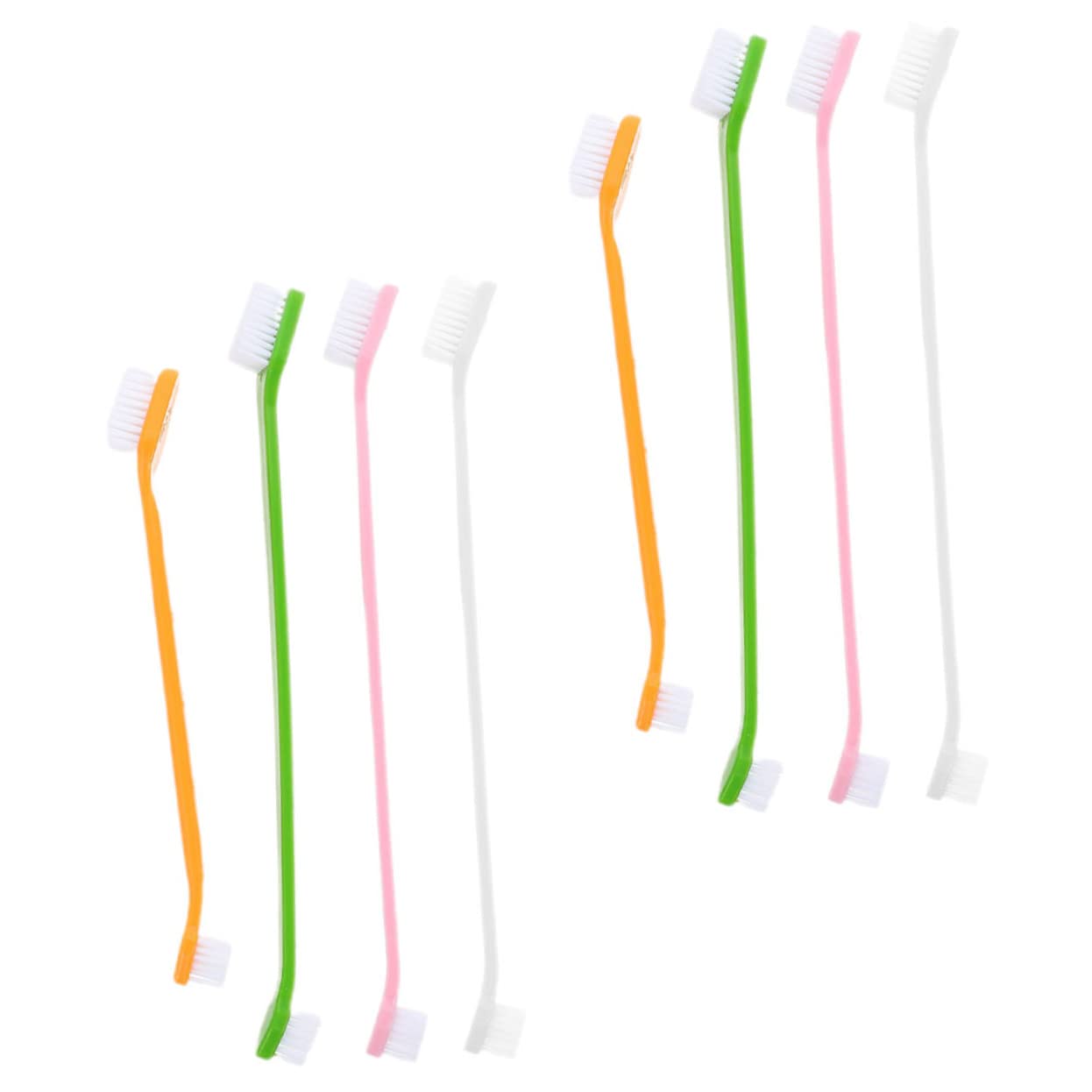 HANABASS Large Dog Small Dog Toothbrush Dual Headed Pet Oral Care Brush Set 8pcs
