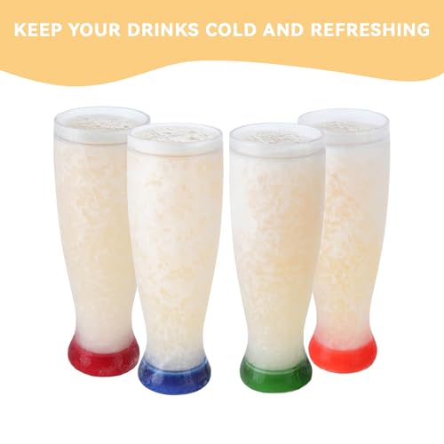 Image of Lily's Home Freezer Beer Mugs, Set of 4-16 oz Double Wall Insulated with Liquid Gel, Frosty Chiller Cups, Break-Resistant Acrylic Freezable Glasses for Home Bar, Pool Parties, BBQ & Outdoor Gifts