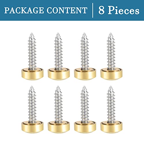 QUARKZMAN 8 Stück 10mm Spiegel Schrauben Poliertes Gold Dekorative Kappen Abdeckung Befestigung für Spiegel und Schild Werbung Hardware Dekorative Gold