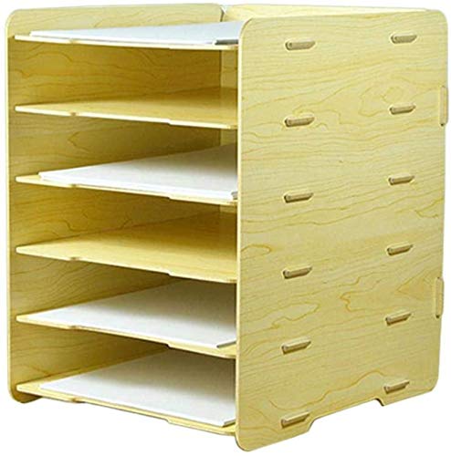 Aktenregalhalter, Aktenregal Desk File Organizer, A4-Aktenbrief-Aufbewahrungsfach Desktop Abnehmbares Office 6-stufiges Briefpapier aus Holz A4