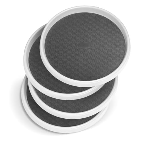 Lazy Susan Organizer 4 Pack, Non-Skid Lazy Susan Turntable 10 Inch for Cabinet, Pantry, Kitchen, Countertop, Vanity Display Stand White/Gray Cover