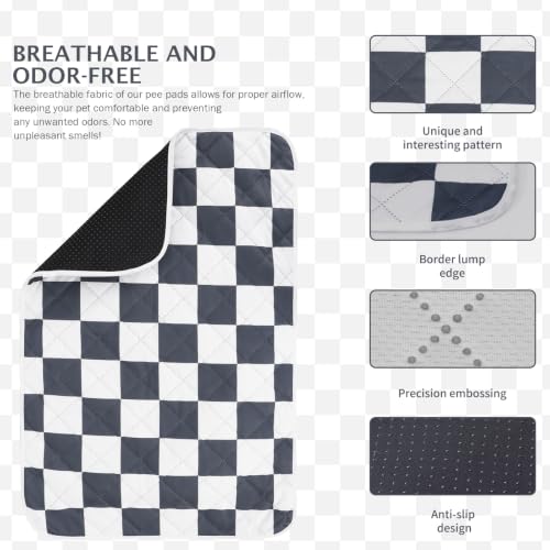 Image of IEUUMLER Washable Pee Pads for Dogs, 2 Pack Non-Slip & Waterproof Pack Whelping Pad, Reusable Puppy Potty Training Pad with Fast Absorbent for Playpen EU007 (Grey&White, 30 inchX20 inch-2pcs)