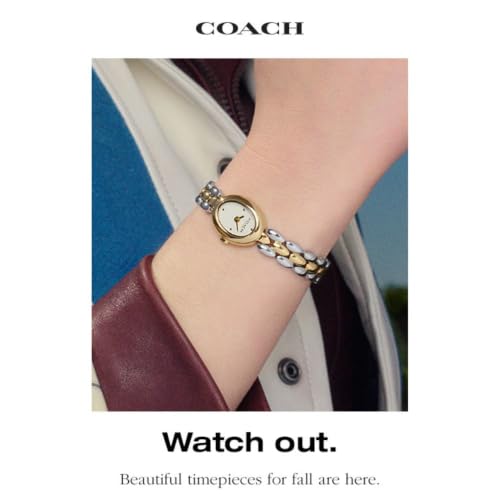 Image of Coach Sammy Women's 2H Quartz Watch Gift Set with Matching Adjustable Jewelry Bracelet - Oval Case - Minimalist Style - Gift for Her - 22.5mm