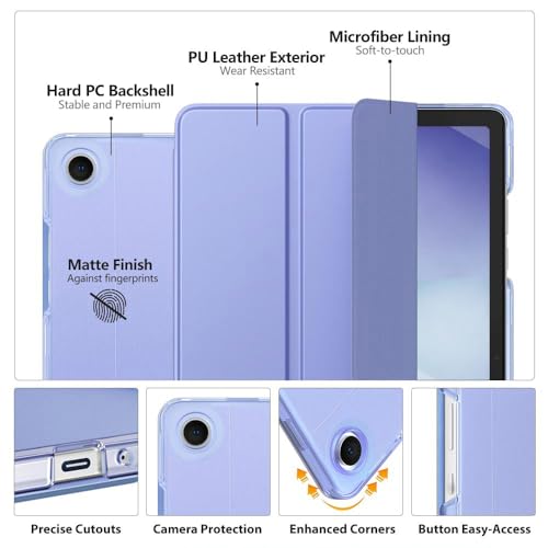 Image of MoKo for Samsung Galaxy Tab A11 Plus / A11+ Case 11 Inch 2026, Galaxy Tab A9 Plus / A9+ Case 11 Inch 2024, Slim Stand Hard PC Translucent Back Shell Smart Cover, Auto Wake /Sleep, Lavender Purple