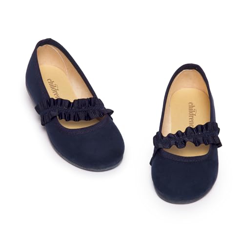 Mary Jane Shoes for Girls – Classic & Comfortable Dress Shoes for Toddlers & Kids – Perfect Flats for School, Play, and Special Occasions (Suede)