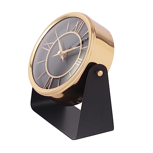 Image of Decor de Maison Brings Handcrafted Mitsuki Luxury Table Clock for KidsRoom, Living Room, Bedroom, Study Table| Classic Non-Ticking Tabletop Battery Operated Analog Desk Clock Gold (14x7x14cm)