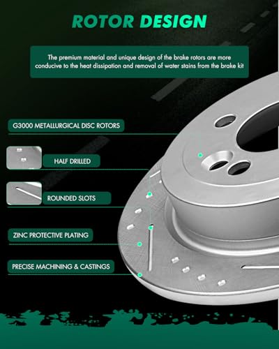 Image of SCITOO Rear Disc Brake Rotors Kits Drilled & Slotted Brakes Rotor:34232