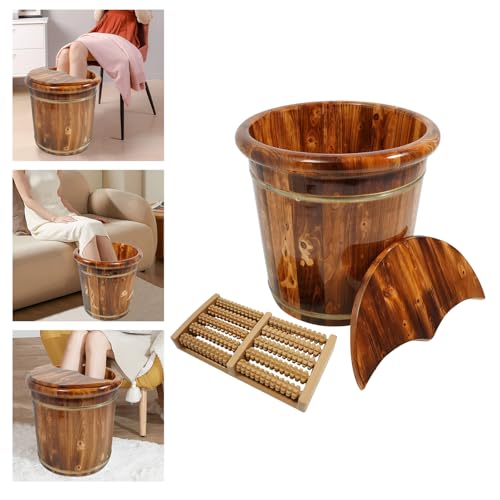 Baño de pies de madera con tapa y masajes miniatura 4