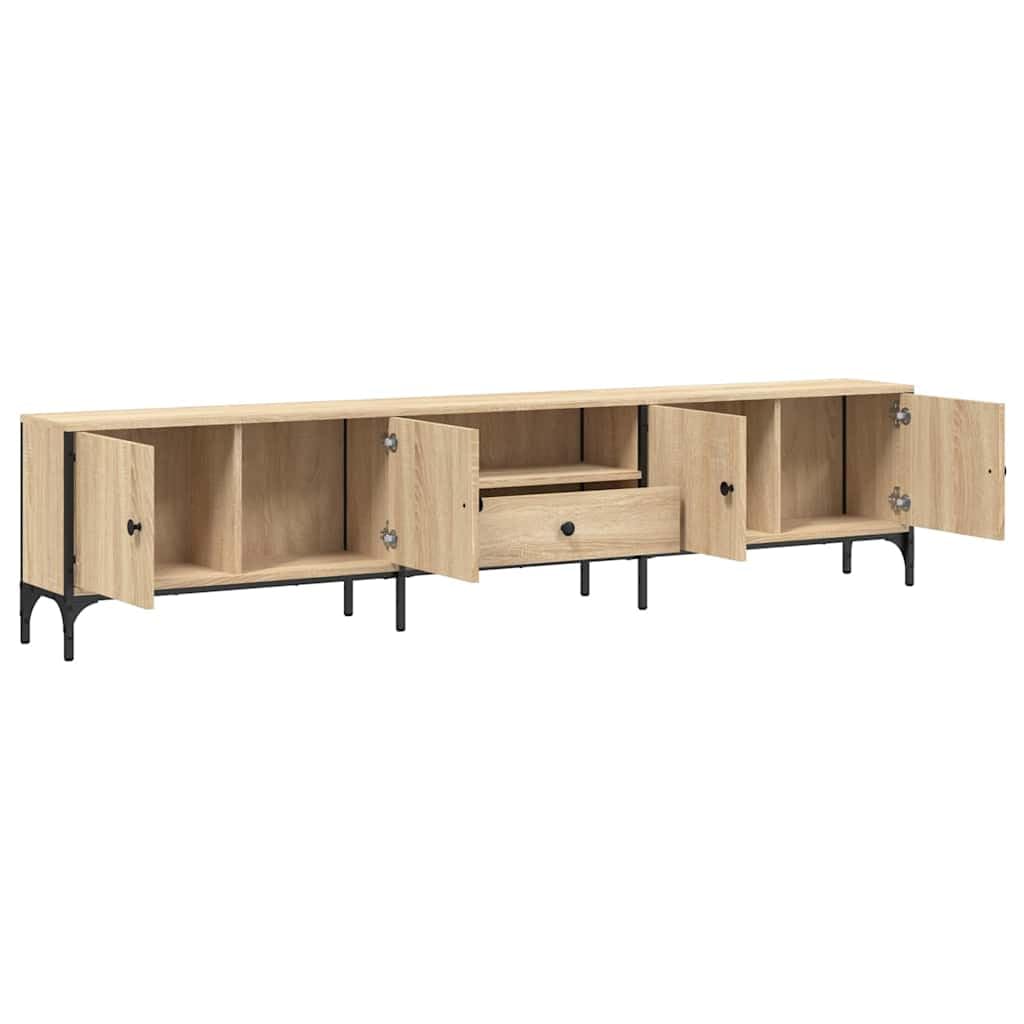 TV-Schrank Sonoma-Eiche mit Schublade 200x25x44cm Holzwerkstoff Metallrahmen Stauraum Lowboard Wohnzimmer Schlafzimmer