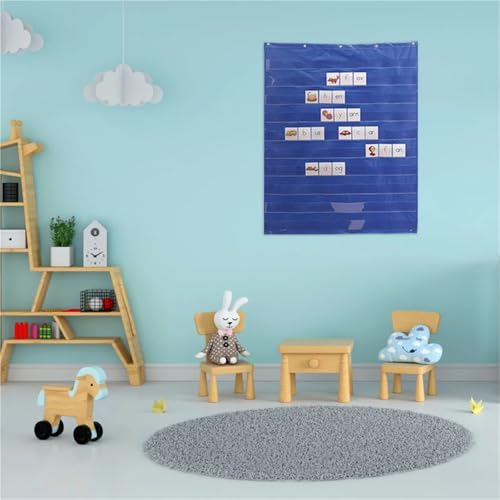 Outil pédagogique de gestion du temps : tableau de routine bleu à poches - 3