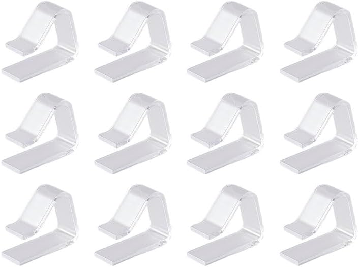 12 Pcs Table Cloth Clips for Outside Tables,Plastic Clip Removable Clear Hidden Down Fixingtablecloths Strap Elasticity Fixing Holder (Small)