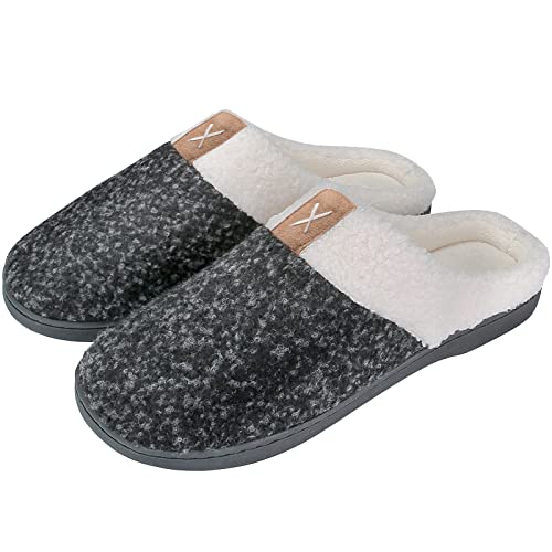 Puricon Femme Pantoufles Confortables, Chaussons d'hiver Anti-dérapante, Pantoufles en Coton et Doublure en Mousse Mémoire