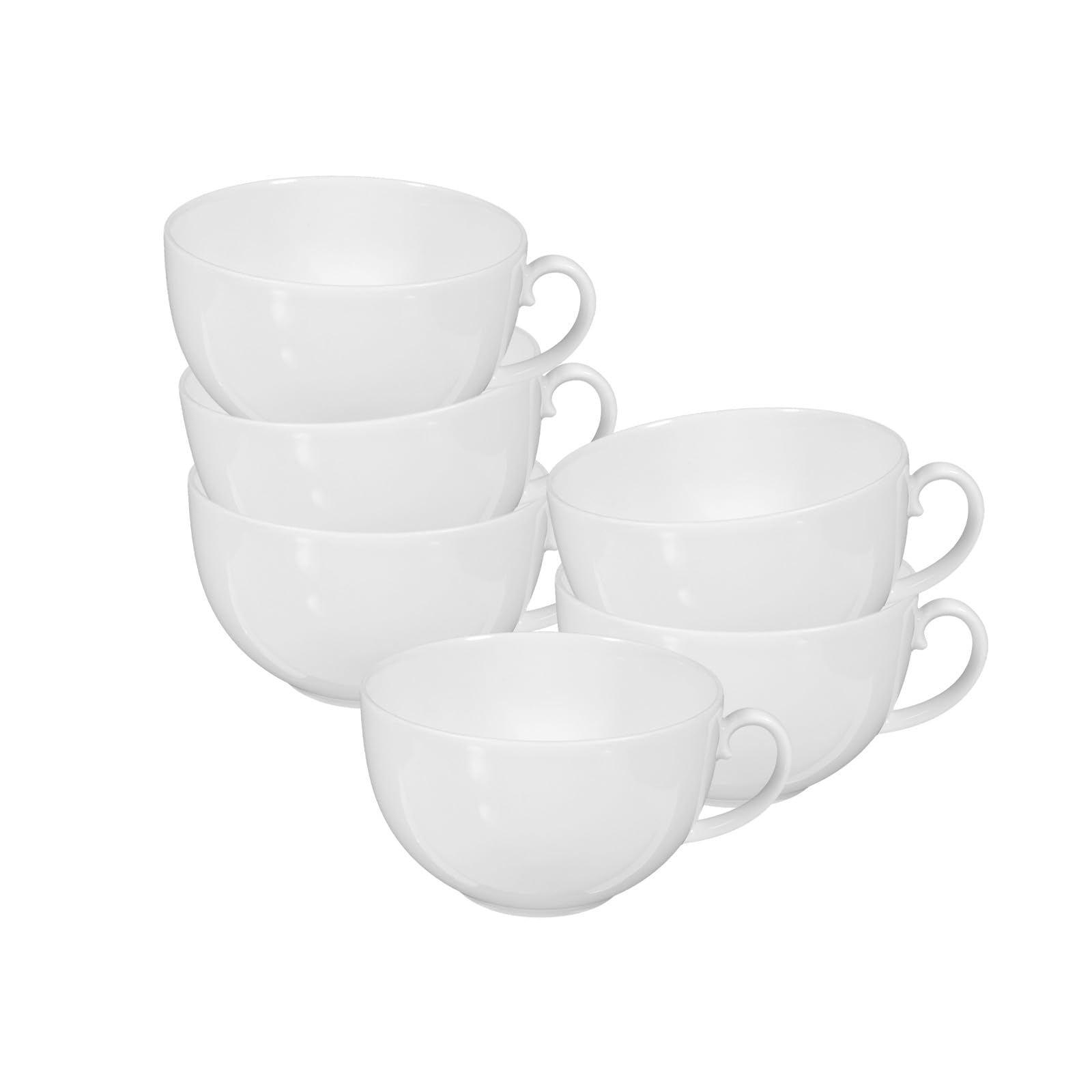 Seltmann Weiden Rondo/Liane Milchkaffeetasse 350 ml, 6er Set, Cappuccinotassen in zeitlosem Design, Spülmaschinen- und Mikrowellenfest, Porzellan, Weiß