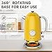 Harriet Electric Kettle, 1.8L Hot Water Boiler Electric with Thermometer, 1500W Stainless Steel Electric Water Kettle with LED Indicator, Auto Shut-Off & Boil Dry Protection, Yellow