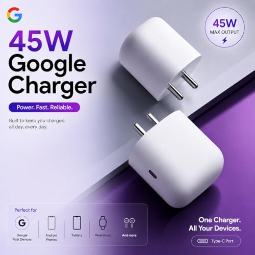 Image of AILKIN 45W USB-C Fast Charging Adapter Compatible with Google Pixel 10 /10 Pro /10 Pro XL /10 Pro Fold, Pixel 9 Series, Pixel 8 /7 /6 /5 Series, Chromebook, Pixel Buds & More