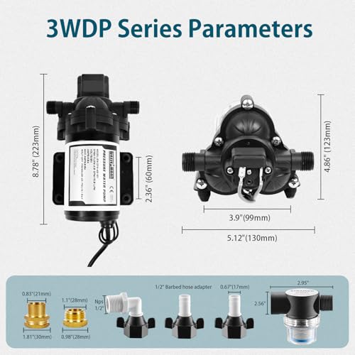 Image of WASSERMANN RV Water Pumps 115V AC Pressure Pump with Pressure Switch, Self-priming Water Pump 4.0GPM 45PSI, Fresh Water Pump for RV, Kitchen Barthroom Camping Marine Yacht Garden Diaphragm Pump115volt