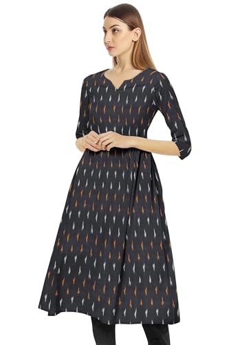 Image of Cotton Pochampally ikat unstitched blouse, Kurthi, long frock fabric material for women (1 meter, 2 meters & 3 meters)