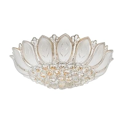 HAOREBAIYU Flower Shaped Crystal Chandelier, 110V Gold Crystal Ceiling Lamp, 23.5Inch Modern Chandelier Flower Shape Pendant Hanging Lamp for Living Room (with Remote Control)