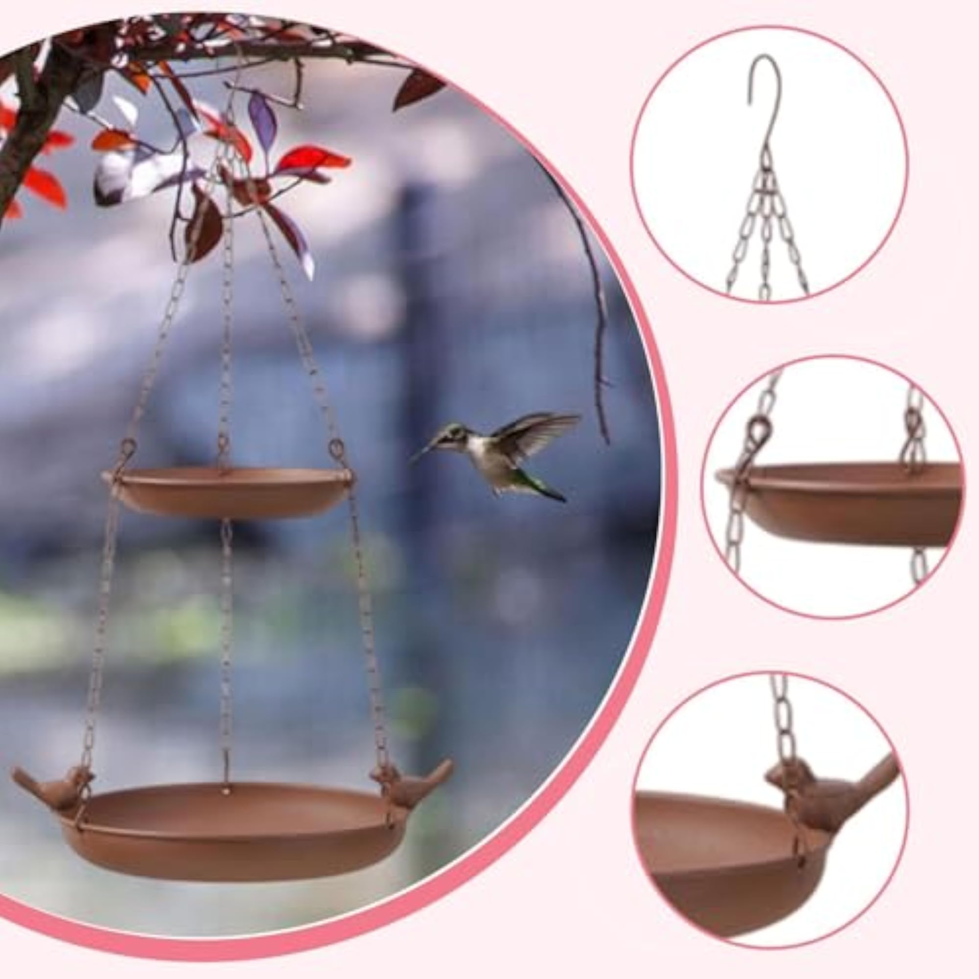 Hanging Bird Bath for Outdoors