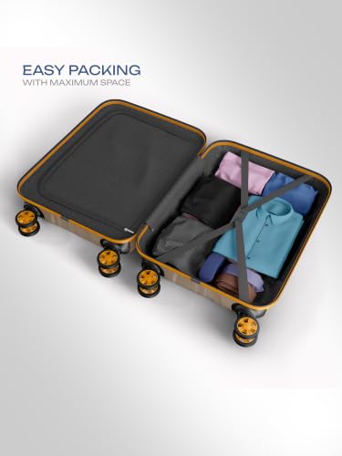 Image of Safari Broadway 8 Wheels 55cm Cabin Size Trolley Bag, Hard Case Polypropylene, 360 Degree Wheeling Carry-on Luggage for Men & Women, Suitcase for Travel, Trolley Bags for Travel, Fossil