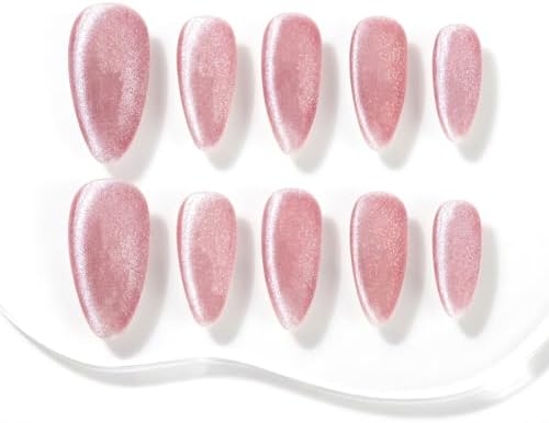 Sun&Beam Nails Handmade Press-On Nails Medium Almond Pink (#124 S)