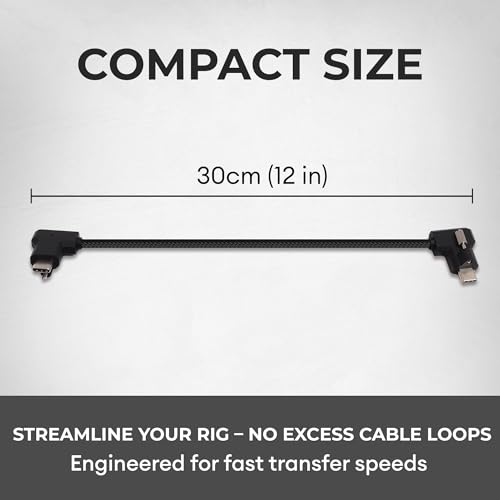 Image of XLCS Locking EVF Cable for Blackmagic Pyxis and URSA Cine 12K - USB-C 3.1 /3.2-20Gbps - 100W Power - Secure Lock - High-Speed Pyxis Monitor Cable - Durable and Reliable (30cm /12) - Black