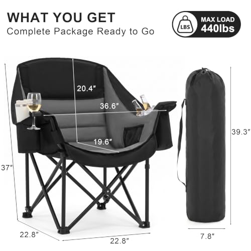 Silla de Camping Acolchada Heavy Duty para Adultos, Silla Extragrande para Camping Exterior miniatura 2