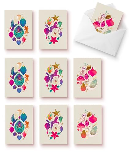 Image of Elena Essex Blank Note Card 12 Pack /Cards and Envelopes / 3.75 x 5.2 Inch Greeting Cards Cards for All Occasions /Christmas Design Blank Notecards / 300 Gsm Gold Foil Embossed Blank Cards