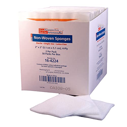 SurgiMac Non-Woven Sponges, 2x2 inch Sterile, Nonwoven Gauze, 4-Ply, Polyester/Rayon, 2-Pack miniatura 4