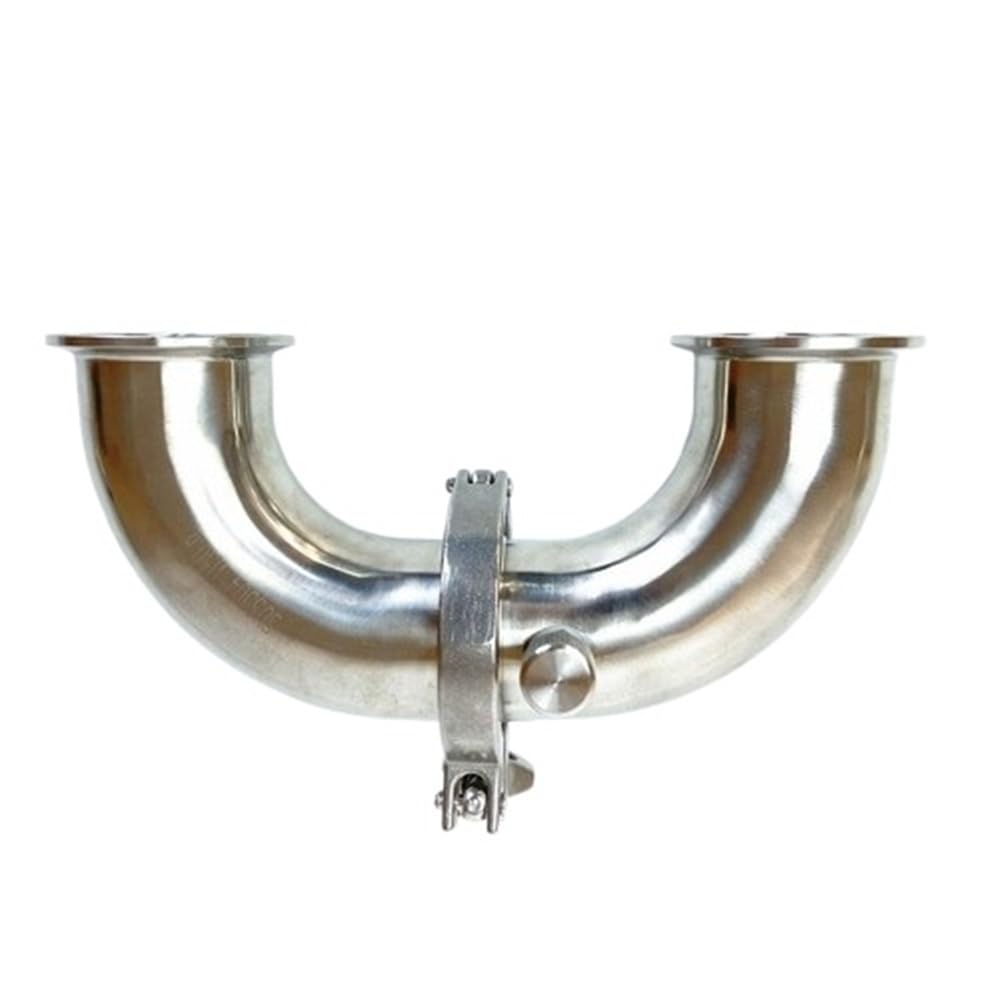 Yjqhody White 304 Fitting 90-Degree Pipe Tri-Clamp Fitting, Od50.5mm Sanitary U Type Elbow, Ss304 Joint 1.5 Inch 38Mm 1Pc(White)