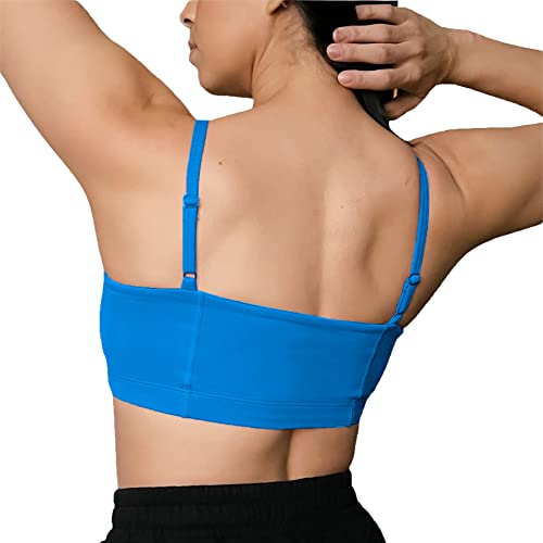 Aoxjox Women's Workout Bandeau Sports Bras Taining Fitness Running Yoga Crop Tank Top (Directoire Blue, Small) #TOP2