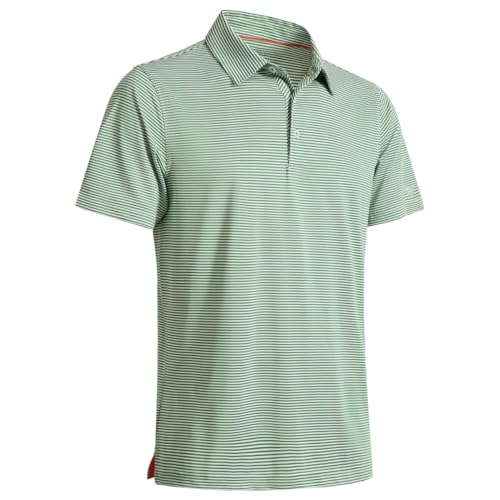 Image of Men's Golf Polo Shirts Short Sleeve Striped Performance Moisture Wicking Dry Fit Golf Shirts for Men