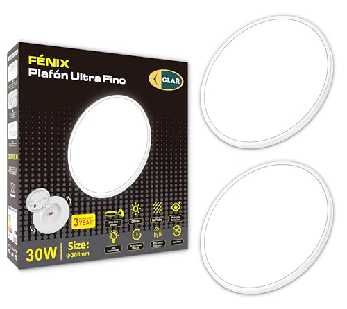 CLAR - Lámparas De Techo Salón, Plafones Para Techo Led, Plafón Led Techo Cocina, Plafón Cocina, Lámpara De Techo Led, Lampara Techo Dormitorio Matrimonio, Blanco Neutro 4000ºK, 24W (Pack 2)