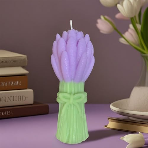 Image of Exquisite Lavender - Shaped Scented Candle: Hand - Poured, Premium Wax, Soothing Fragrance, Ideal Gift for Special Occasions, Enhances Home Aesthetic