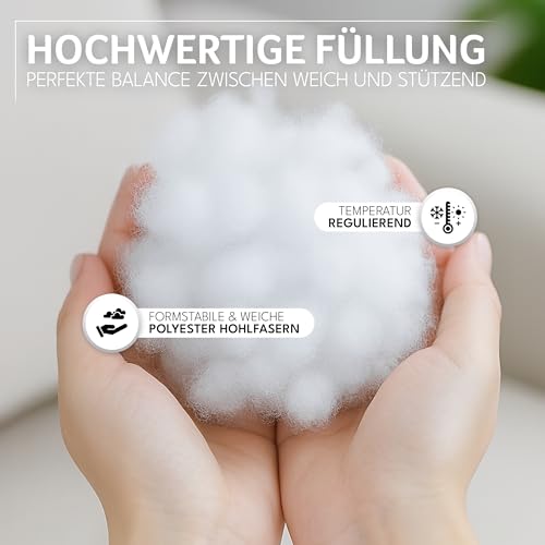 Gentle North Kopfkissen (50x75 cm groß) - 2er Set Kissen für Bett und als Dekokissen - Mit Reißverschluss für Füllung - Sofakissen - Zierkissen für Couch und Sofa - Ökotex - Waschbar bis 60° - Weiß